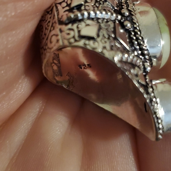 New Chrysoprase and Aquamarine 925 Silver Statement Ring. - Picture 14 of 14